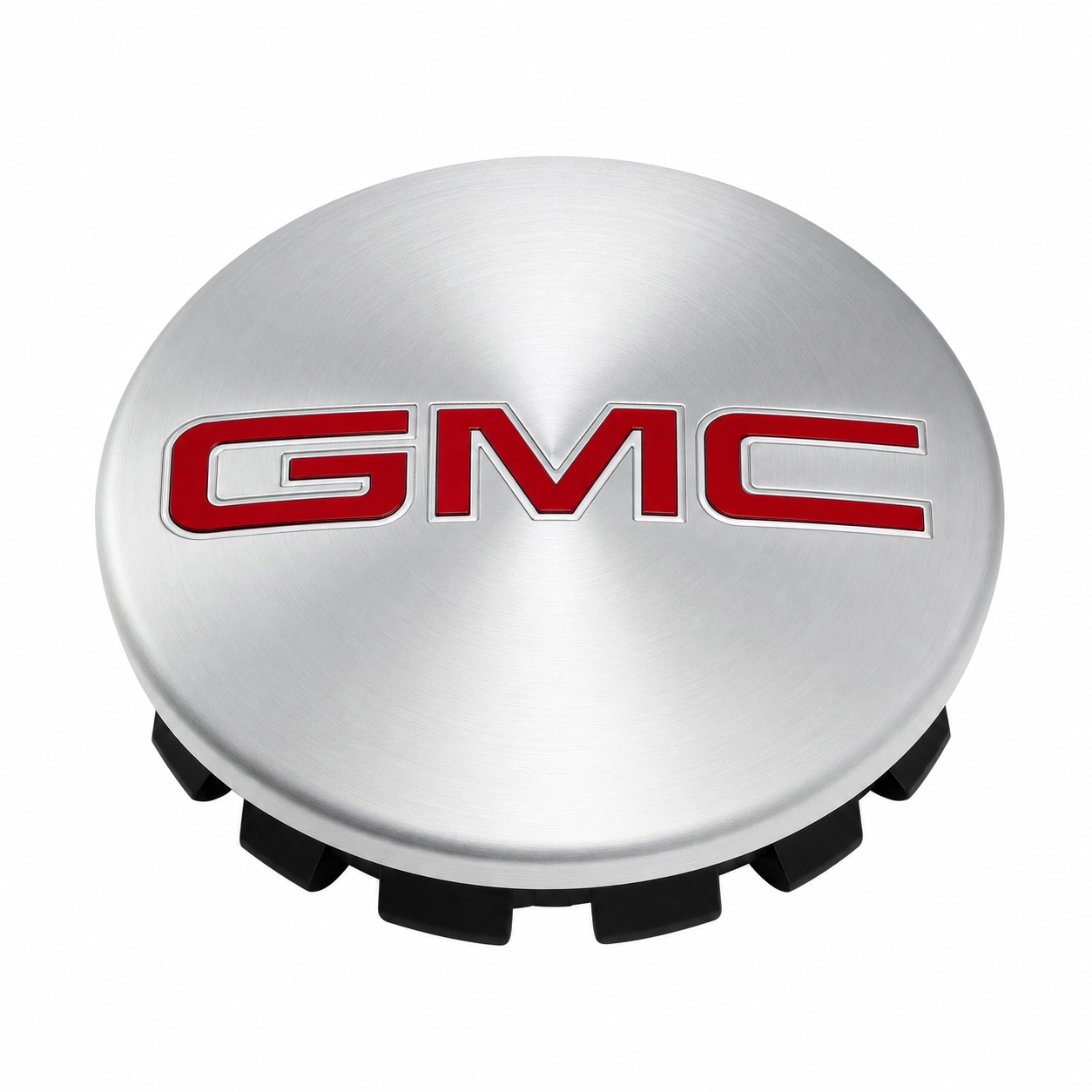 GMC Center Cap - Brushed Aluminum with Red Logo