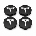 Tesla 56mm center cap - Black / Silver (set of 4)