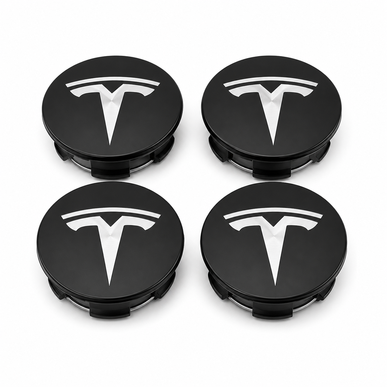Tesla 56mm center cap - Black / Silver (set of 4)